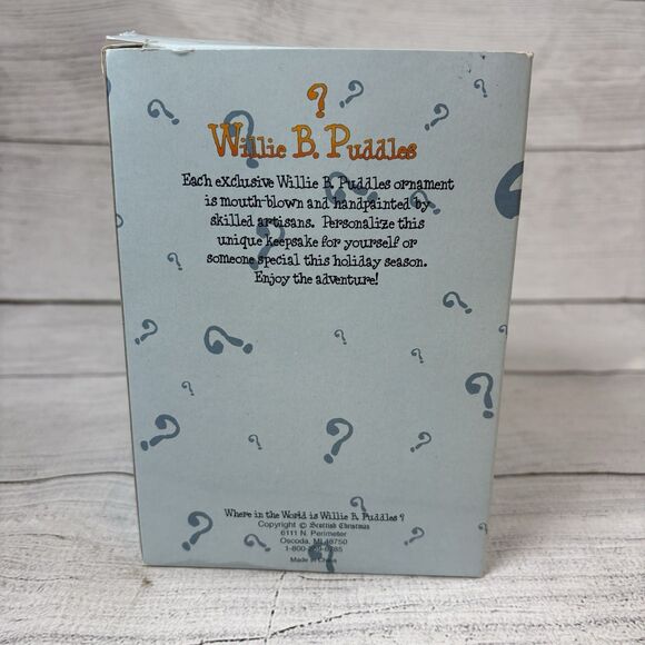 Scottish Christmas WILLIE B. PUDDLES Blown Glass Ornament THE SKY Airplane NOS - Picture 3 of 4